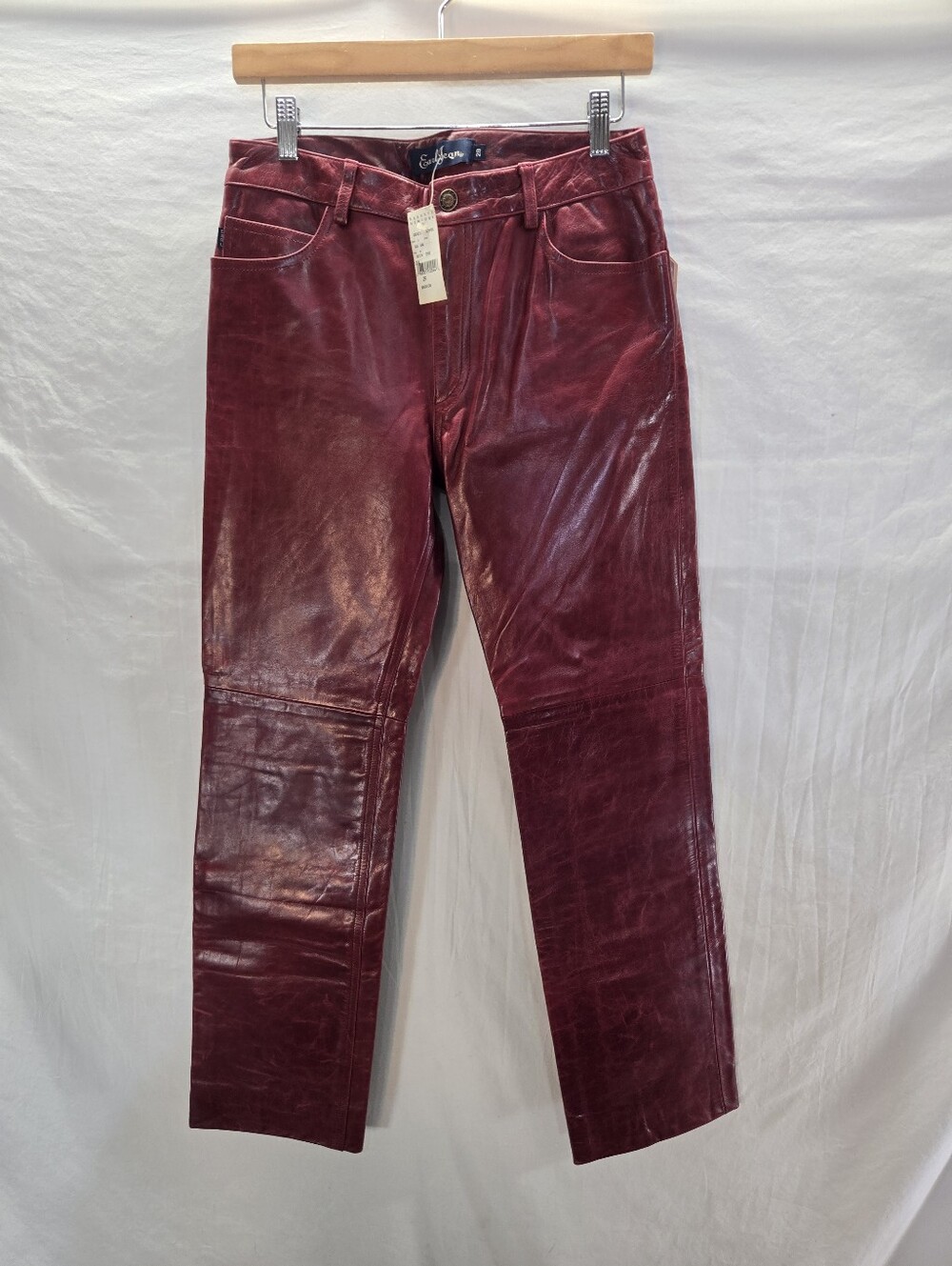 Vintage Earl Jeans Women's Size 29 (28" Measured) Red Leather Pants New with Tag